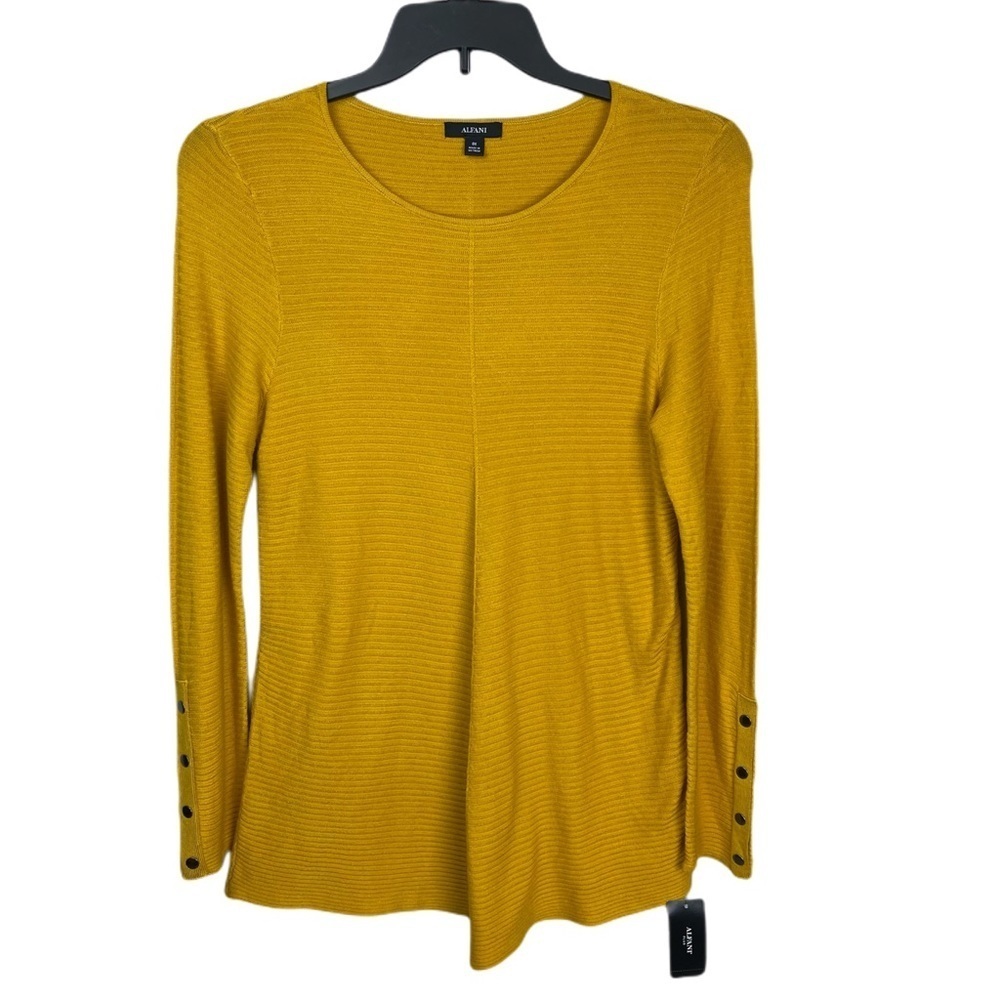 ✅ NWT Alfani Yellow Tunic Ribbed Crewneck 0X